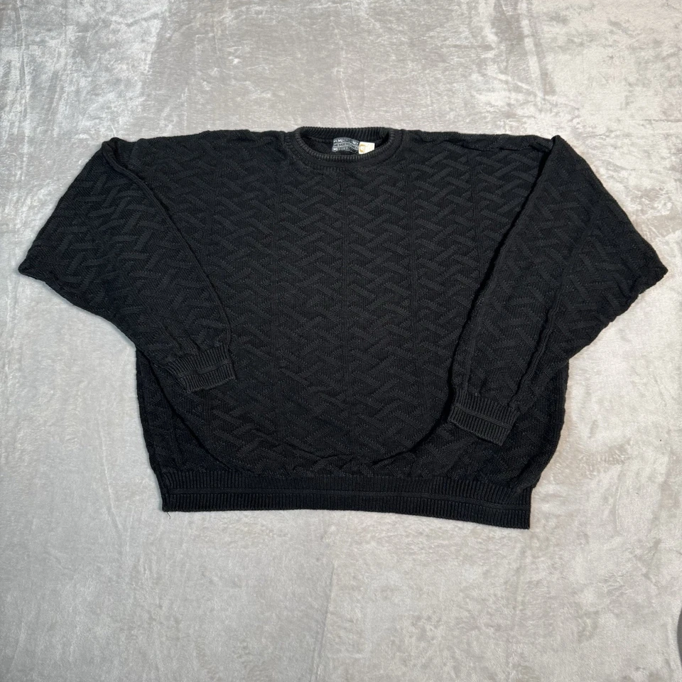 Vtg Members Only Sweater Mens 2XL Black Cotton Cable Knit Pullover Casual - Image 2 of 4