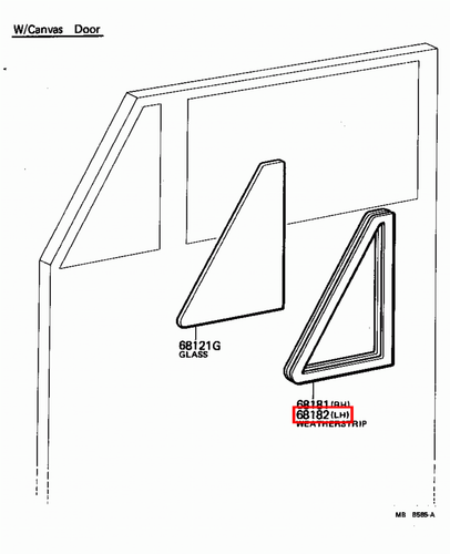 Genuine LandCruiser BJ46 BJ40 Soft Top Front LH 1/4 Quarter Window Weatherstrip - Picture 4 of 5