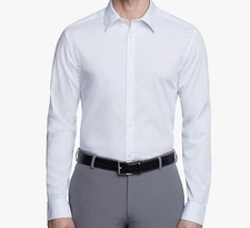 Calvin Klein Dress Shirt Men Size 18.5 36/37 2XLT White Cotton Slim Fit Non-Iron