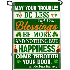 St Patricks Day Garden Flag Shamrock Lucky Irish Blessing Garden Flag Happy S...
