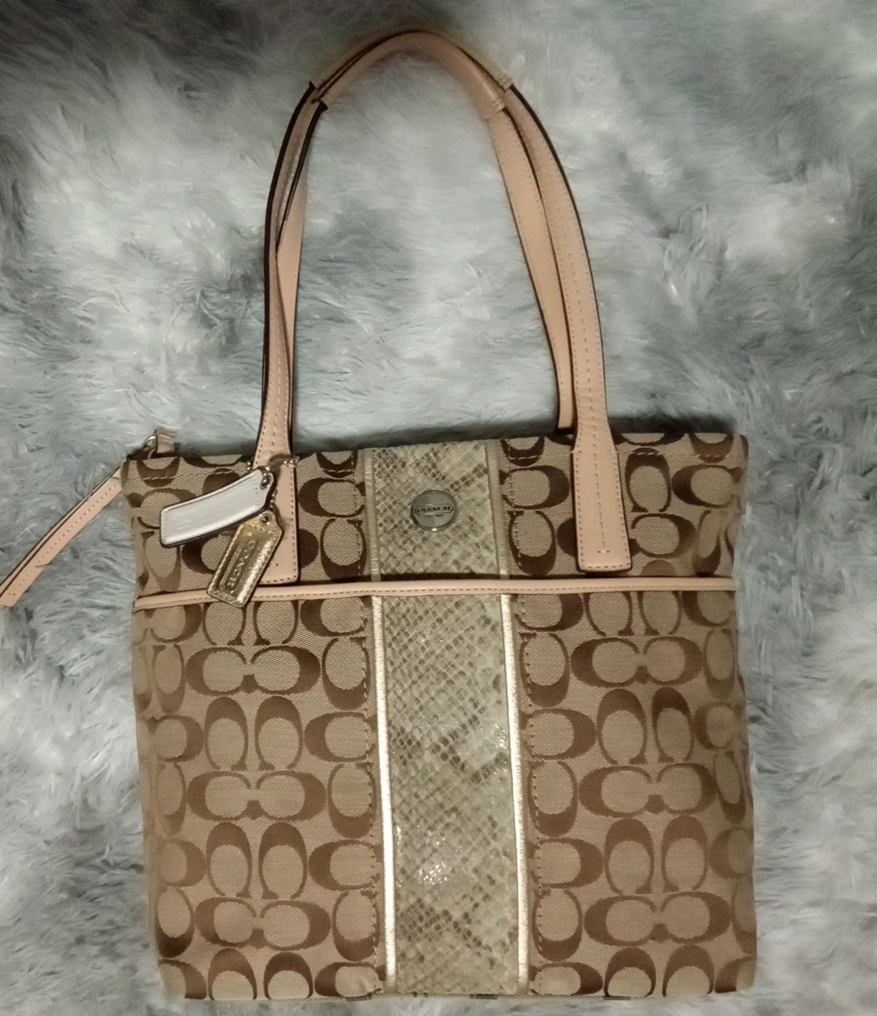 Authentic COACH SIGNATURE STRIPE PYTHON STRIPE TO… - image 1