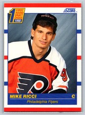 1990-91 Score American #433 Mike Ricci Philadelphia Flyers Rookie Hockey Card. rookie card picture
