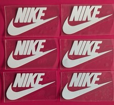 6 x Iron On White Vinyl Transfers 5cm X 3cm Nike Swoosh Tick Sports Logos