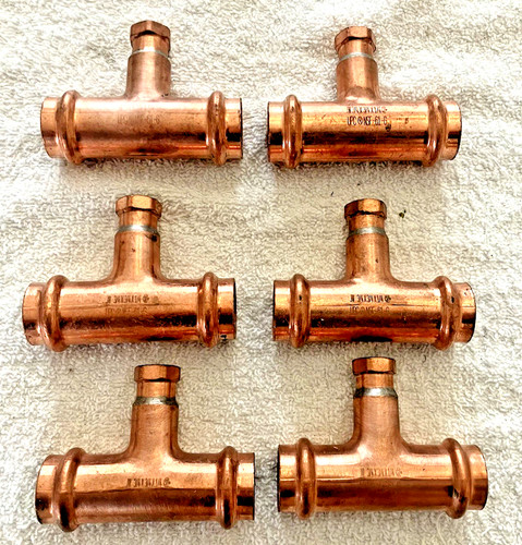 6-Pack Copper Press X Female Tee, 3/4"P X 3/4"P X 1/4" Female NPT Press FittinG