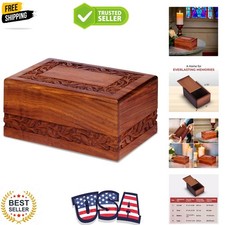 Wooden Keepsake Urn Box, Cremation Urns for Human Ashes, Handcarved Decorativ...