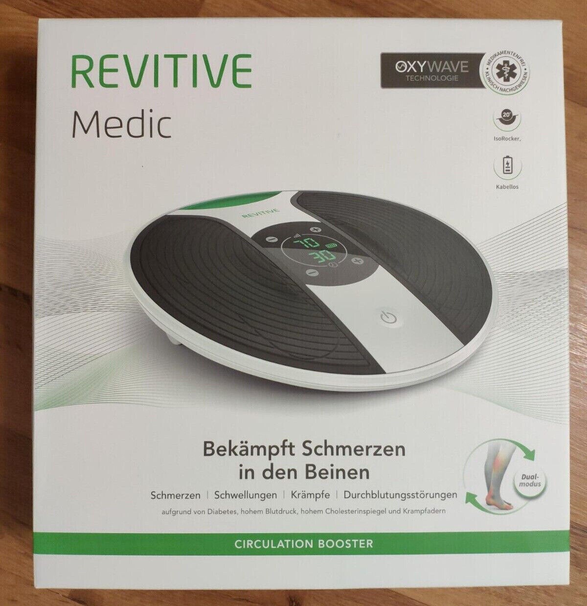 Revitive Medic Durchblutungsstimulator Neue Generation Fernbedienung Körper-Pads
