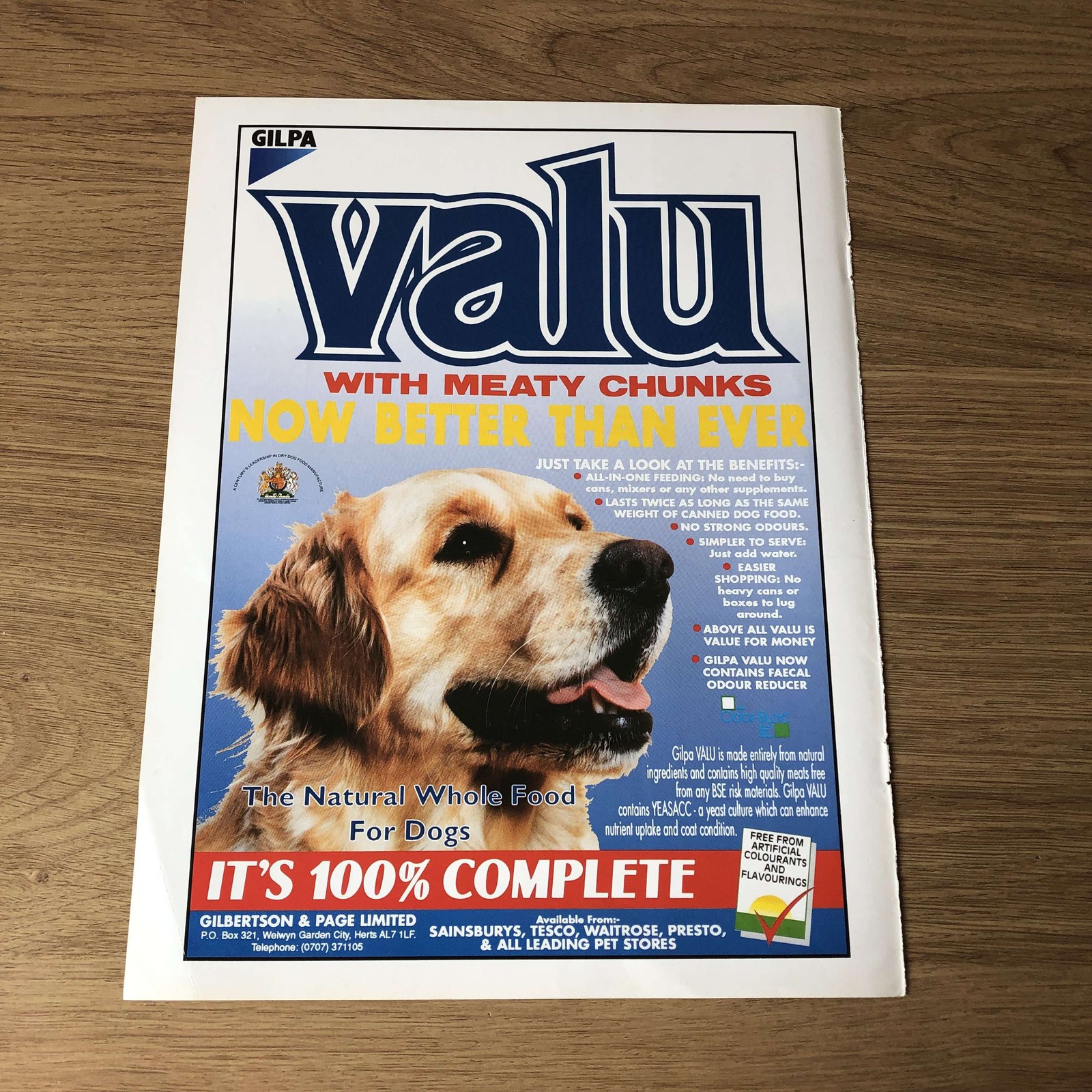 GUNS77 MAGAZINE ADVERT 12X9 GILPA VALU &ndash; NATURAL WHOLE DOG FOOD