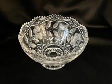 VTG Bowl Cut Crystal Scalloped Sawtooth Lead Clear Glass MCM Decor Candy