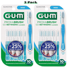 GUM Proxabrush Go-Betweens Interdental Brushes Wide Plaque Removal, 10 Count 2Pk