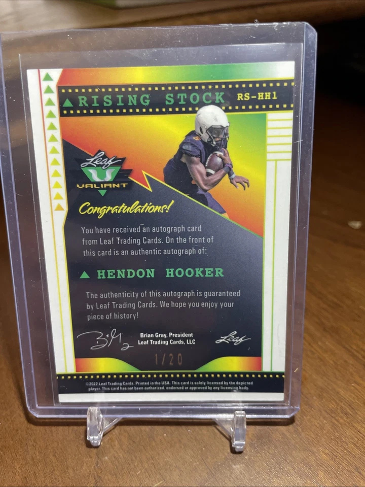 2022 Leaf Valiant - Rising Stock Hendon Hooker #RS-HH1 /20 (AU, RC) - Image 3 of 3