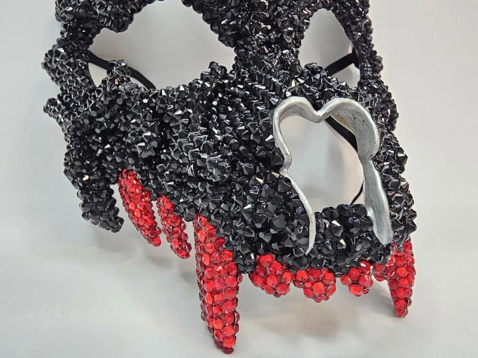 Rhinestones Skull Full Face Halloween Costume Masquerade Mask [Black] - Image 3 of 4