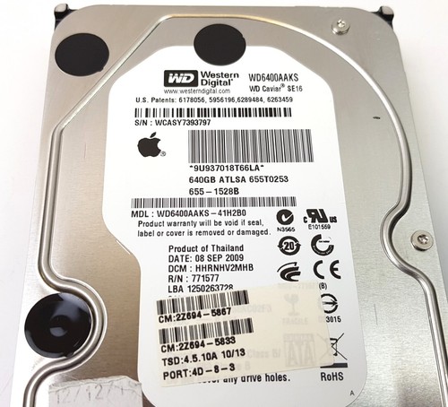 Western Digital WD6400AAKS 3.5" 640GB 7200RPM SATA 3GB/s Hard Drive 655-1528B - Afbeelding 2 van 3