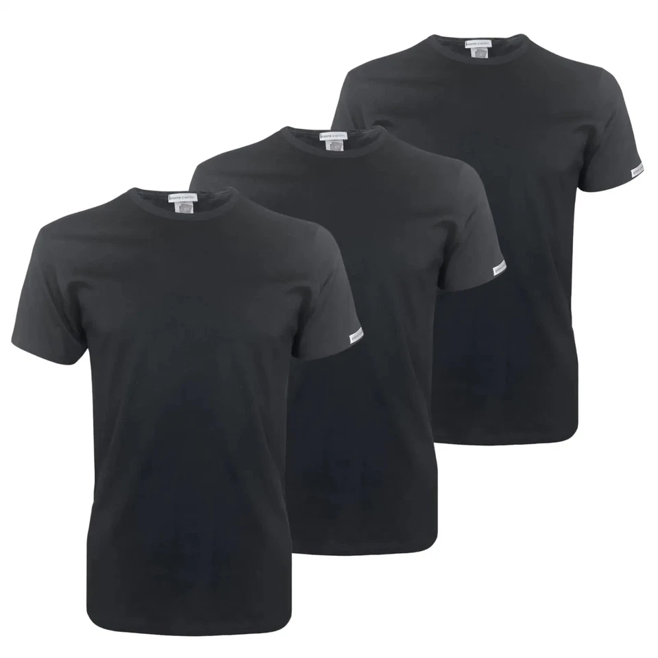 3 maglie t-shirts girocollo da uomo mezza manica cotone Pierre Cardin Barcellona - Immagine 3 di 4