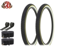 ALTA BICYCLE WIRE BEAD TIRES 26 x 2.125 YELLOW LINE HEAVY DUTY DIAMOND 6pc SET.
