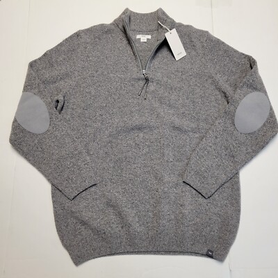 New $205 BRAX Quarter Zip Knit Sweater XL X-LARGE Cliff Gray WOOL Blend Steffen