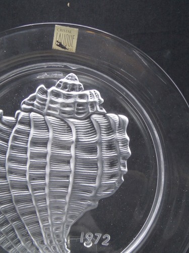 Lalique France 1972 Clear & Frosted Glass 8¼in Plate Conch Shell Coquillage - Picture 2 of 4