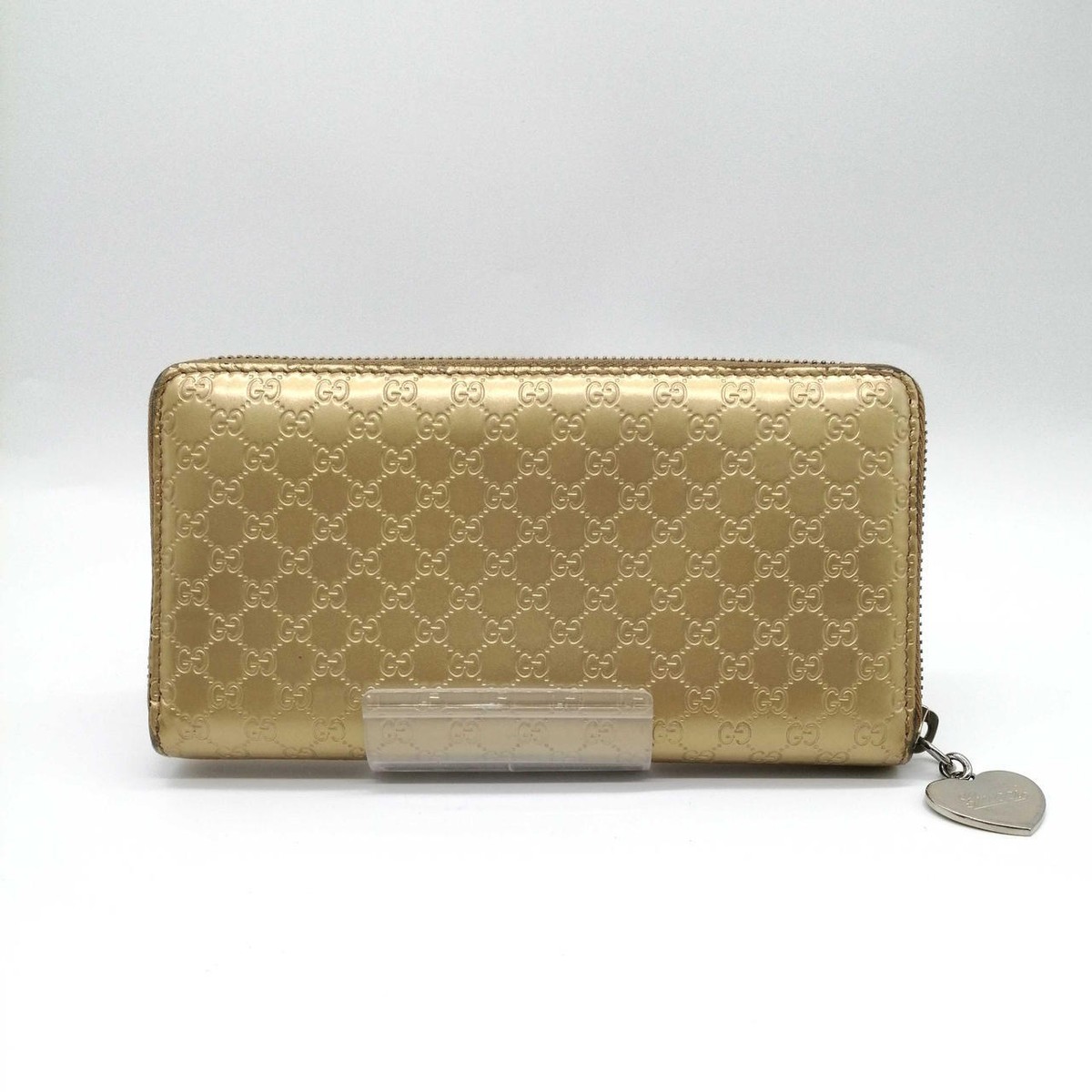 小物 GUCCI GG Pattern Leather Long Wallet GUCCI GG pattern gold long wallet with heart charm | eBay