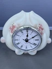 Fenton Rose Burmese Glass Alarm Clock - Sticker & Hand Painted With Signature