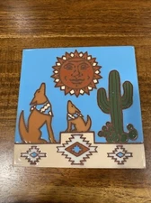 Earthtones "Serenading Coyotes" 1995 Decorative Tile Tucson AZ