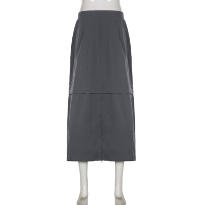 Damen Cargo Midirock Kordelzug Wandern Locker Split Freizeit Schlitz Zip Retro