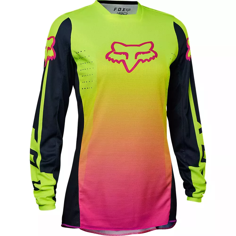 FOX RACING WOMENS 180 LEED MX JERSEY NEON YELLOW PINK MOTOCROSS OFFROAD