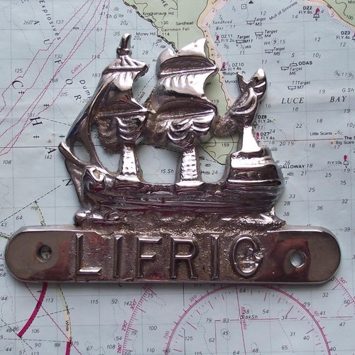 c1960 Vintage Heavy Chrome Car Mascot Badge for Sailing :- Square Rigger Lifrig