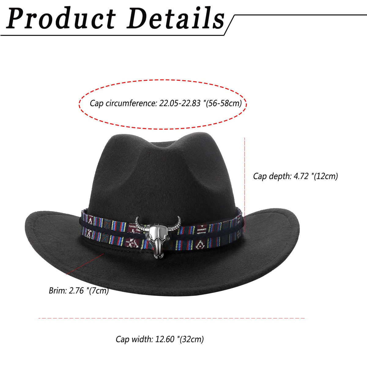9832 Western Felt Cowboy Cowgirl Hat- Wide Brim Panama Jazz Fedora Hat New Wide Brim Felt Fedora Panama Cowboy Girl Hat Casual Jazz  main image 2
