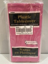 Lot of 12 Tablecloth Rectangle Table Cover Reusable Plastic 54" x 108" PINK