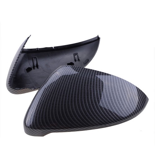 Carbon Fiber Black Side Mirror Cover Caps For VW GOLF 7 MK7 GTI Jetta GLI 14-21 - Picture 9 of 12