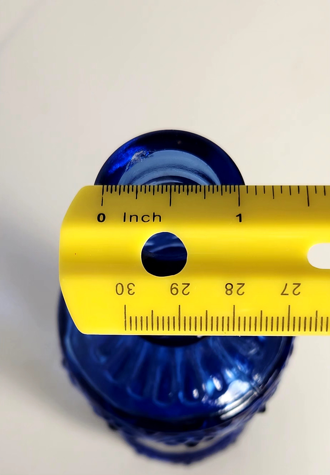 Vintage Cobalt Blue Embossed Pressed Glass Bottle Decanter Decorative 12"