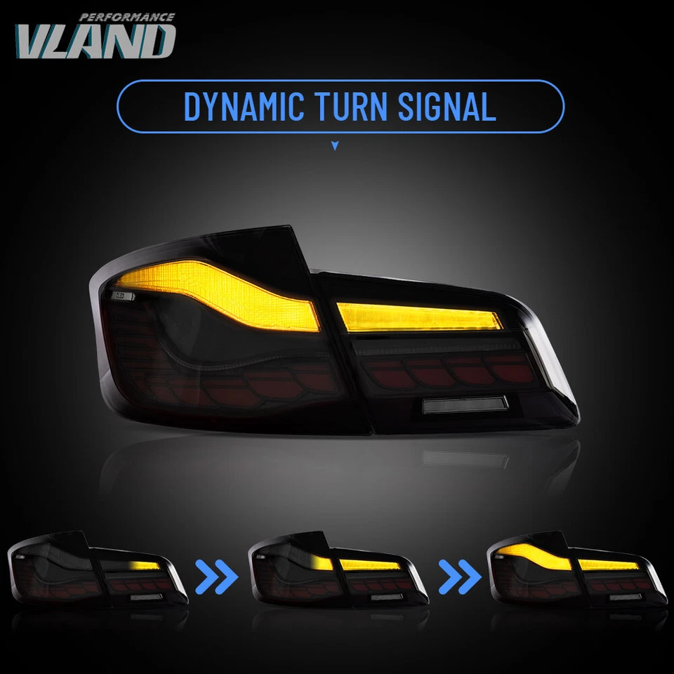 Дымчатые светодиодные задние фонари с индикатором последовательности для 2011-2016 BMW 5-Series F10 F18 - Изображение 3 из 4