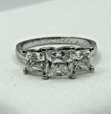 Jacmel Mauritius JCM Sterling Silver Diamonique Cubic Zirconia Ring Size 8.5