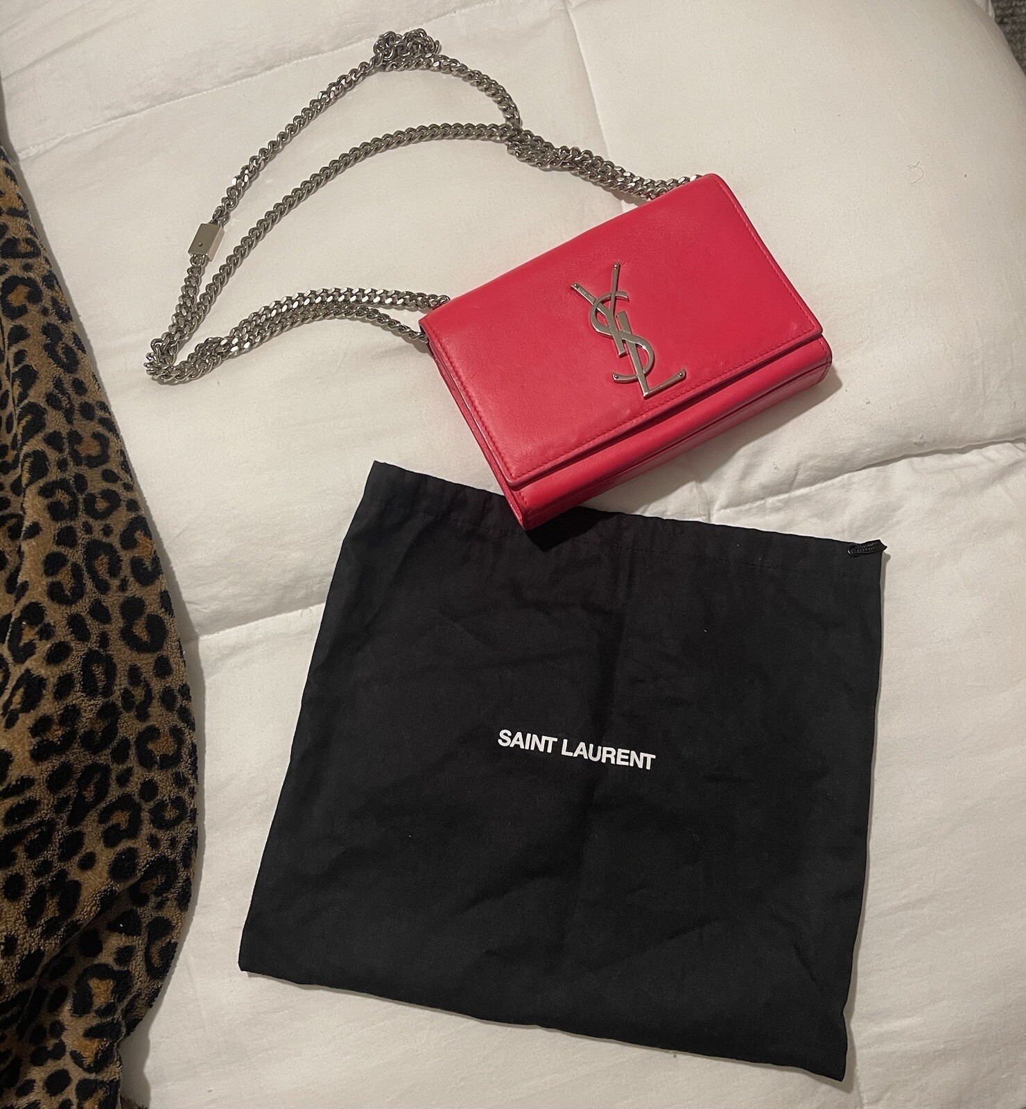 Autentica borsa Kate Saint Laurent piccola rosa con sacchetto antipolvere