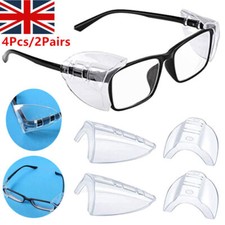 4x Clear Side Shields Universal Fit Flexible For Eye Glasses Safety Glasses/UK