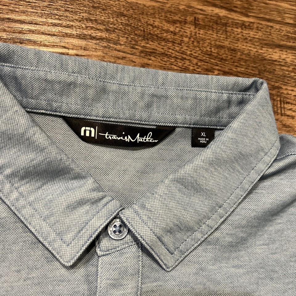 Travis Mathew Golf Playmaker Beer Buckets Logo Blue Polo Shirt Size XL