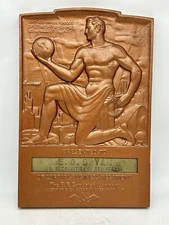 VINTAGE BF GOODRICH MEDALLIC ART NY DECO MUSCLE MAN HUNK Plaque