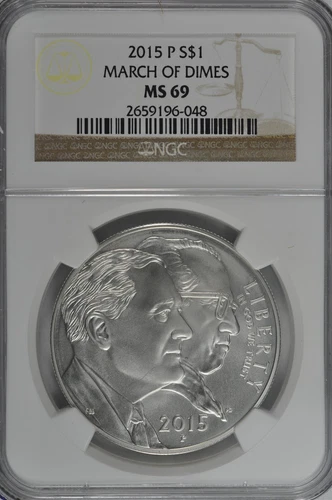 2015 P March of Dimes Uncirculated Silver Dollar NGC MS69 Brown Label