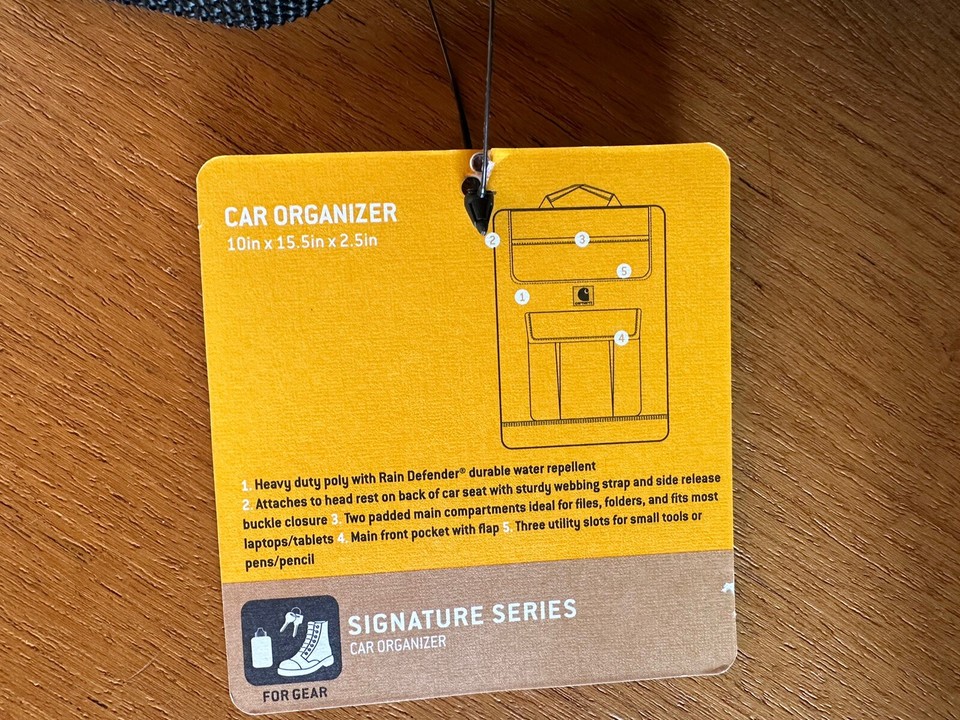 NWT CARHARTT Front Seat Car Organizer BlackFarm Credit Logo eBay