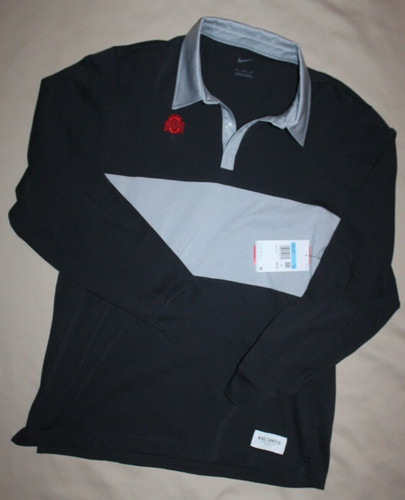 Nike Ohio State Buckeyes Mens M Long Sleeve Polo Shirt Rugby Jersey DO4715-045