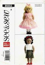 Butterick B5553 See Sew 18" Doll Clothes Sewing Pattern Uncut Dress Top Skirt