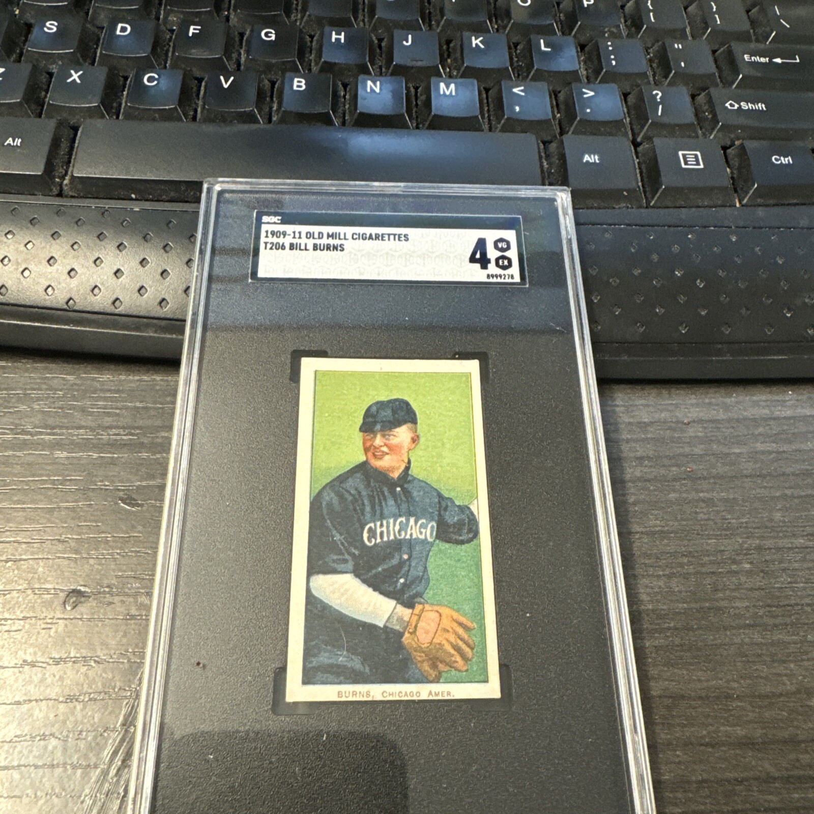 1909-11 T206 Bill Burns SGC 4 Old Mill Cigarettes