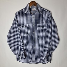 Vintage Levis White Tab Shirt Mens Medium Blue Button Front Long Sleeve USA