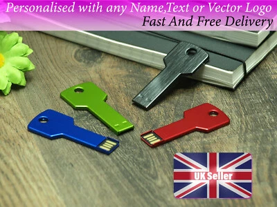 Personalised Key shape Usb flash drive 16gb any logo text great gift thumb drive