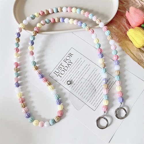 Crossbody Lanyard Necklace Strap Macaron Color Beads Universal Long Hanging Rope - Zdjęcie 5 z 11