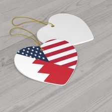 Bahrain American Flag Half Bahraini USA Ceramic Ornament Christmas Tree