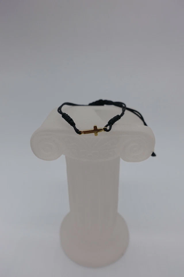 x12 Cabalá Cuerda Negra Cruz Chapada en Oro Medalla para Bebé Foto 4 de 4