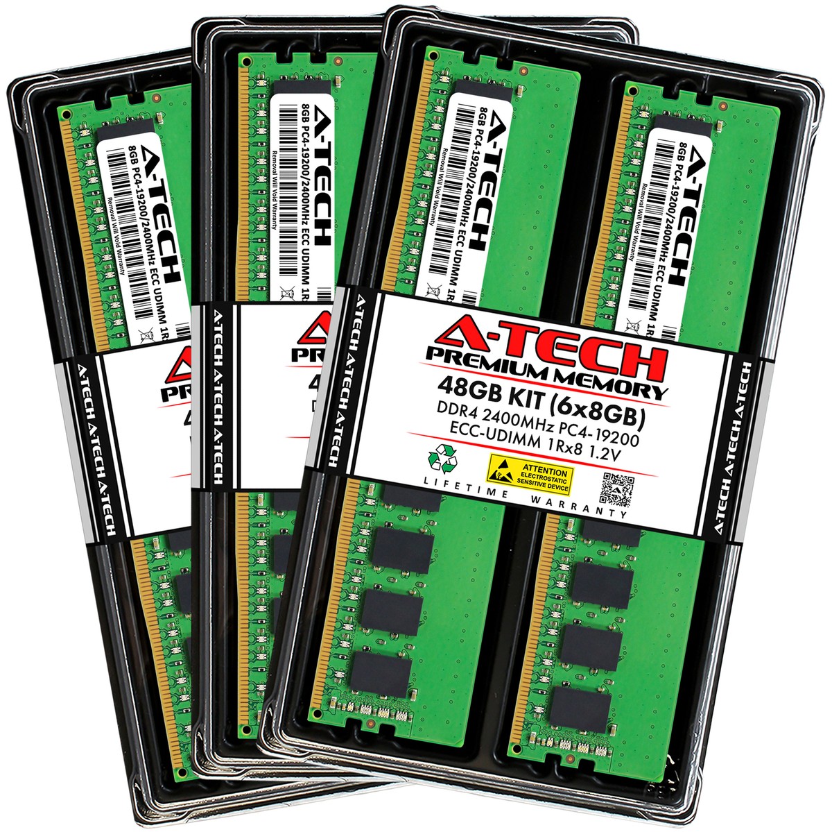 DDR4 2400Mhz ECC Registered 8GB×6(48GB) A-Tech 48GB 6x 8GB 1Rx8 PC4-19200E DDR4 2400 MHz ECC UDIMM Server