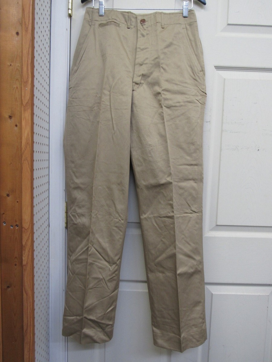 Post WW2 US Army Khaki Chino Trousers Pants Button Fly