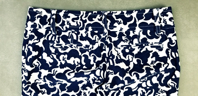 Pantalon Capri Lilly Pulitzer Imprimé Chevaux Marine Et Blanc Taille 6 - Occasion