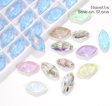 High end Mocha Navette Flatback Glass Rhinestone Sew On Crystal Jewels Beads